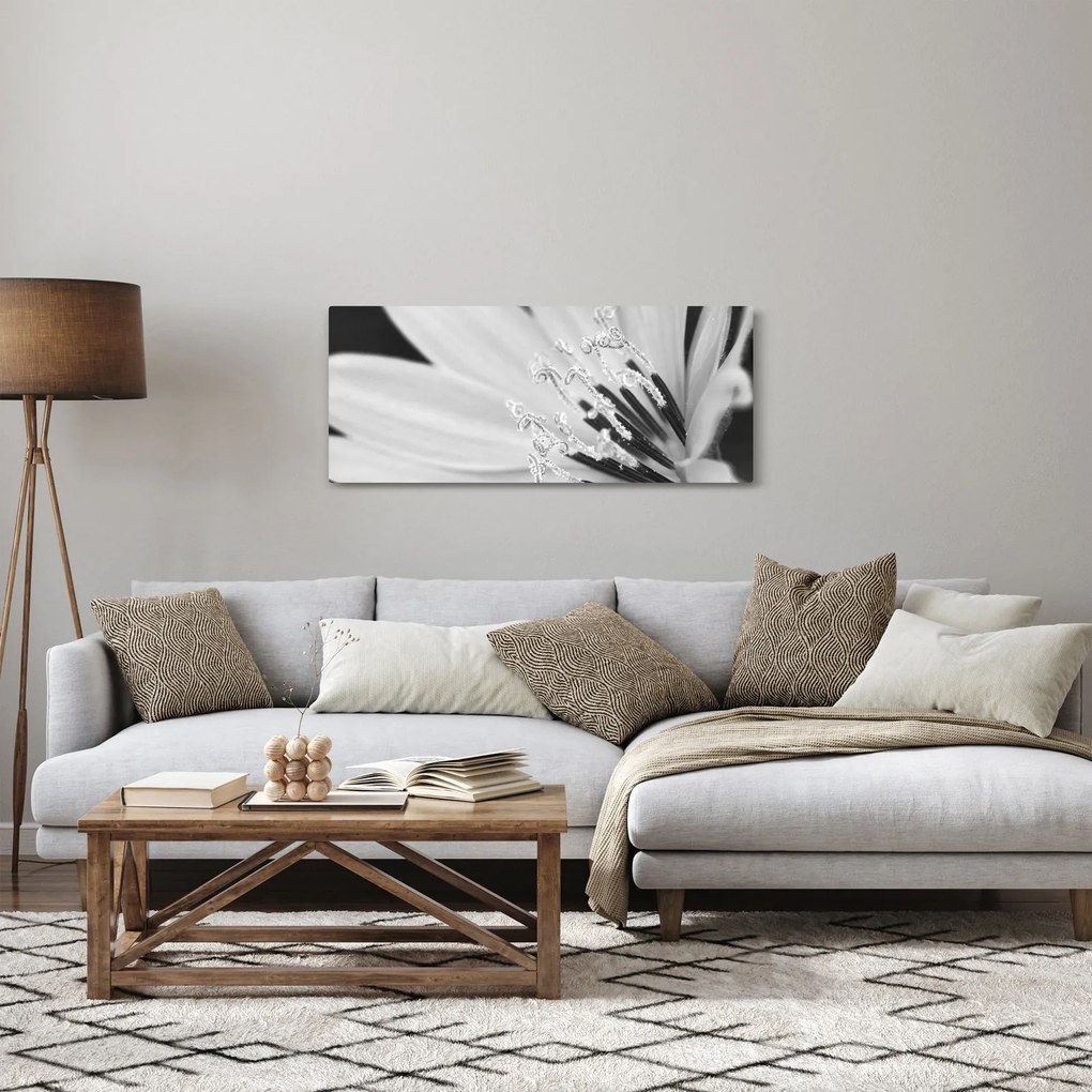Obraz - Čiernobiely kvet (120x50 cm)