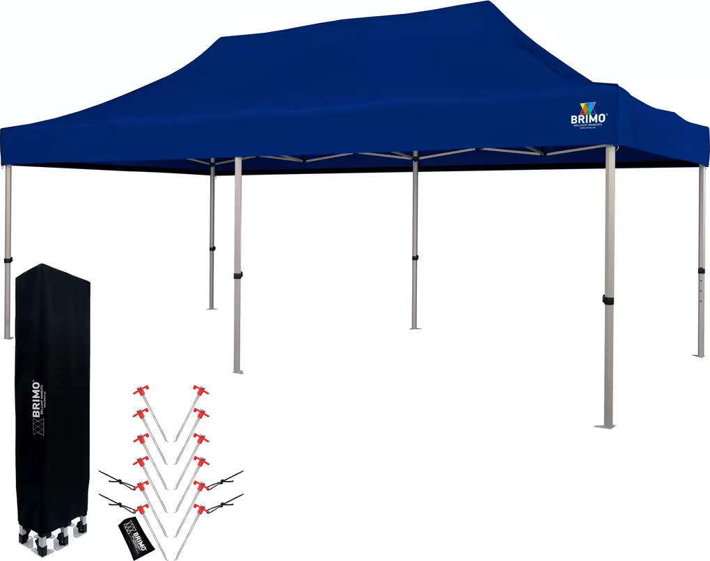 BRIMO Nožnicový párty stan EXCLUSIVE ALU 3x6 m bez stien modrý