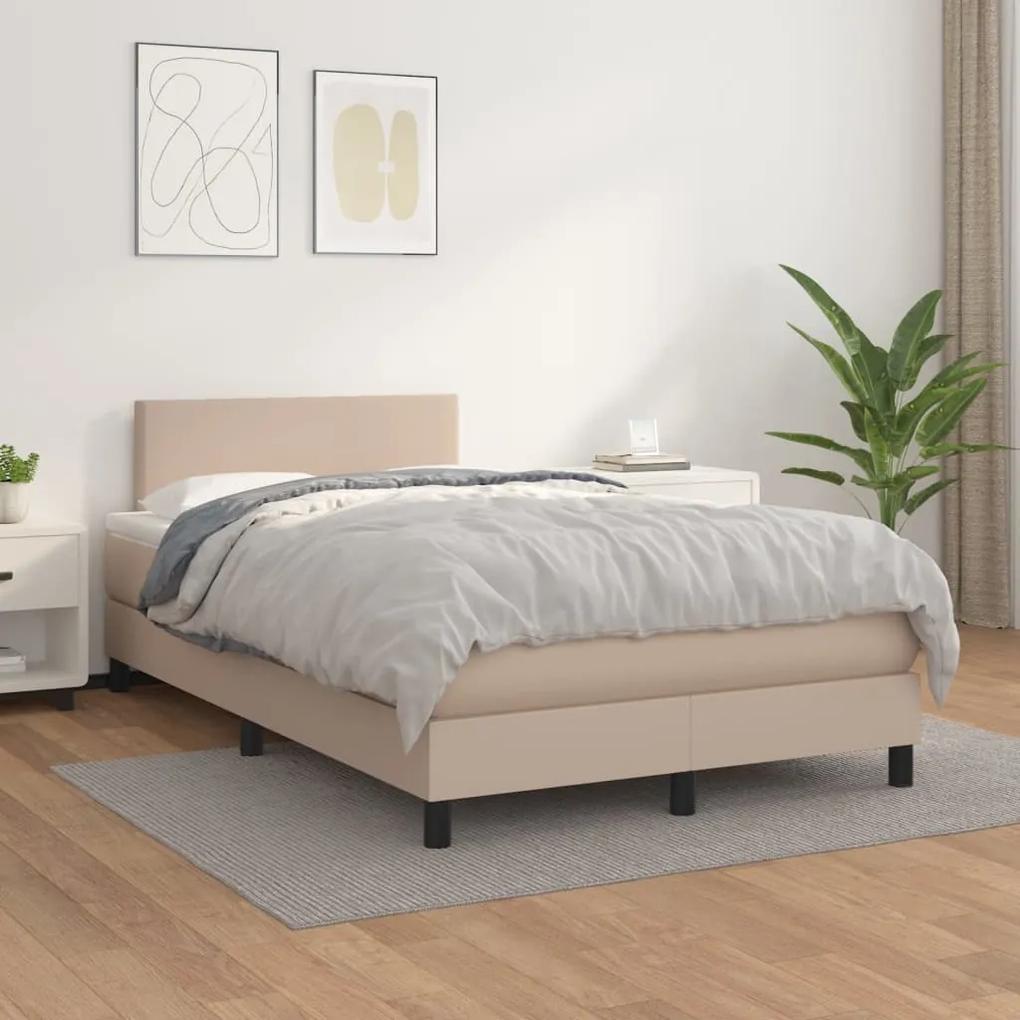 Boxspring posteľ s matracom kapučínová 120x200 cm umelá koža 3140998