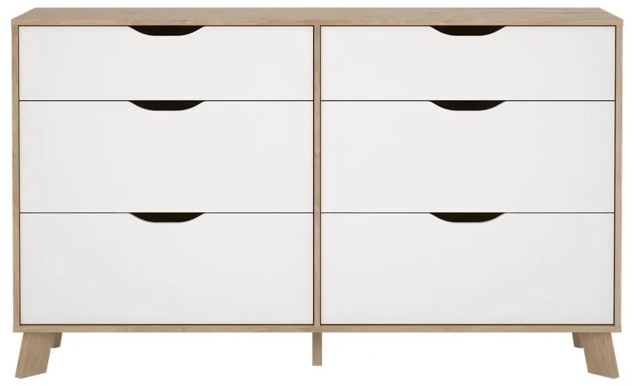 Biela/v prírodnej farbe komoda v dekore duba 156x92x40 cm Ikast – Tvilum