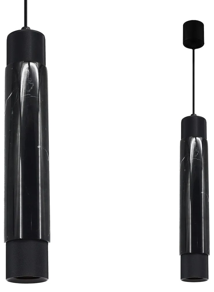 Závesné svietidlo Marble, 1x mramorové/čierne kovové tienidlo, b