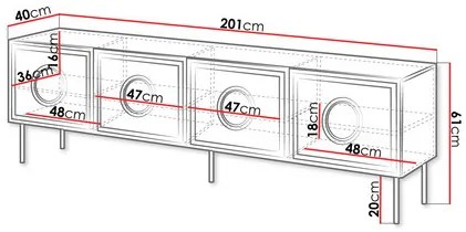 TV skrinka/stolík Godzes 4D (čierna + dub craft). Vlastná spoľahlivá doprava až k Vám domov. 1122226