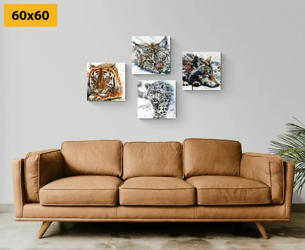 Set obrazov zvieratá v nádhernom akvarelovom prevedení - 4x 40x40