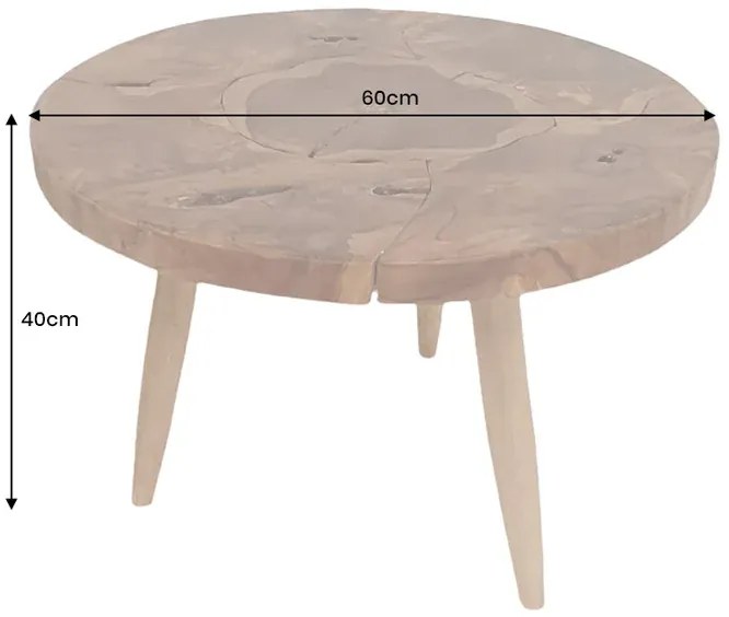 Konferenčný stolík MOSAIK Ø 60cm teakové drevo