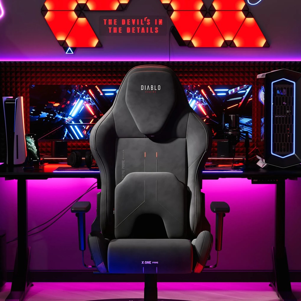 Herné kreslo, štandardná veľkosť, čierne: Diablo X-One Prime Burned Black