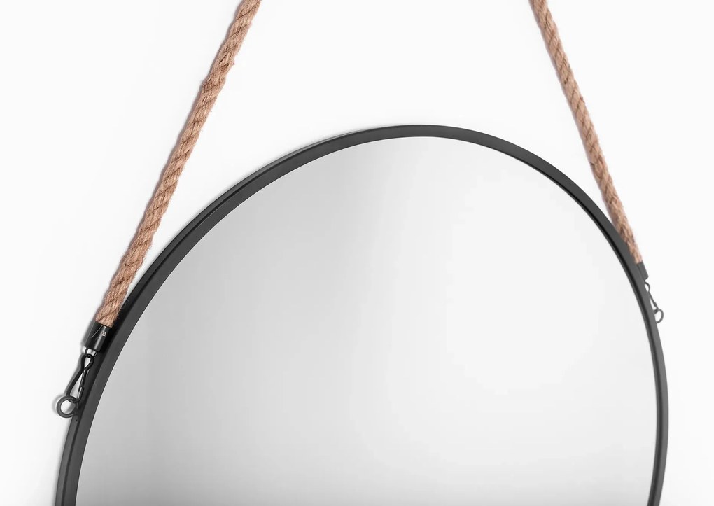 Okrúhle Retro zrkadlo na lane Rozmer zrkadla: priemer 50cm