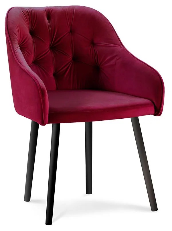 Červená Zamatová stolička Luisa dĺžka 54 × šírka 50 × výška 80 cm MILO CASA