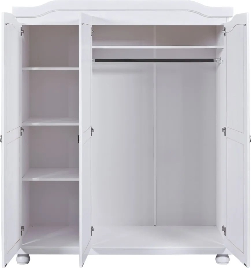 Šatníková skriňa Bastian, bielená borovica