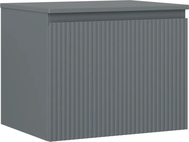Mexen Rivel, kúpeľňová skrinka 60 cm s hornou doskou, 1 zásuvka, drážkovaná, grafitová matná, 91A20-06047-1-BFC66