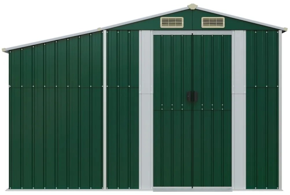 Záhradná kôlňa zelená 277x93x179 cm pozinkovaná oceľ