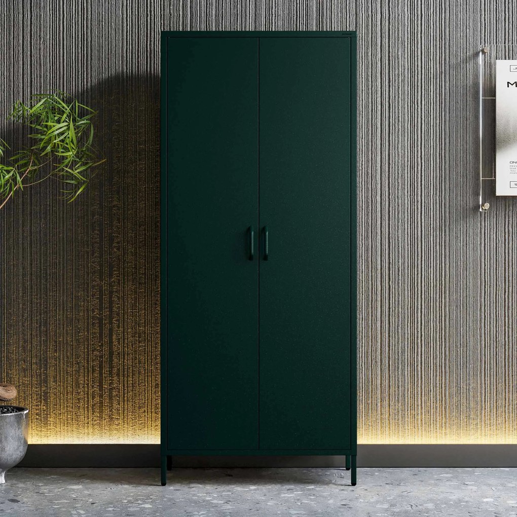 Šatníková skriňa FLAVIO, 800 x 1850 x 450 mm, Modern: fľaškovo zelená farba