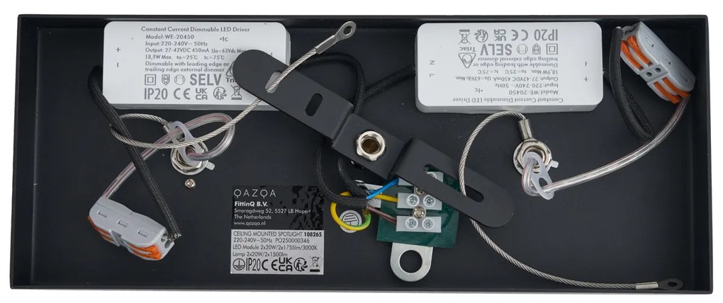 Moderné prisadené bodové svietidlo čierne vrátane stmievateľnej LED 2-svetlá - Apollo