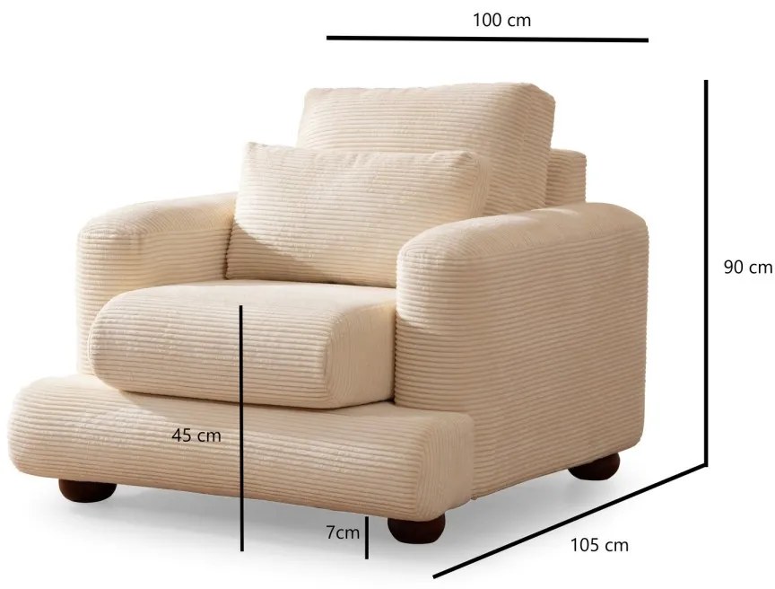 Dizajnové kreslo Rieka béžové