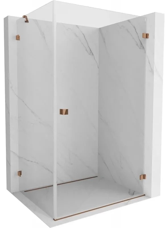 Mexen Lunar-B, pravostranný výklopný sprchový kút 95 x 70 cm, 8mm číre sklo, profil ružové zlato, 832-095-070-60-00-P