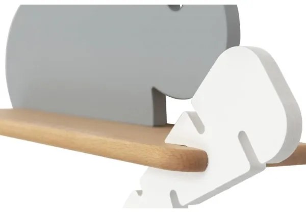 LED Detské nástenné svietidlo s poličkou RABBIT LED/4W/230V šedá/biela/drevo