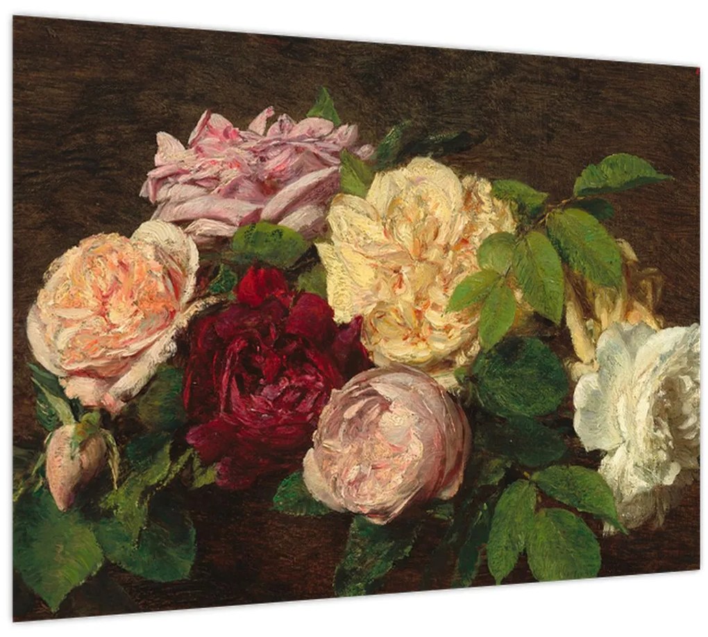 Obraz - Henri Fantin-Latour, Roses de Nice on a Table, reprodukcia (70x50 cm)