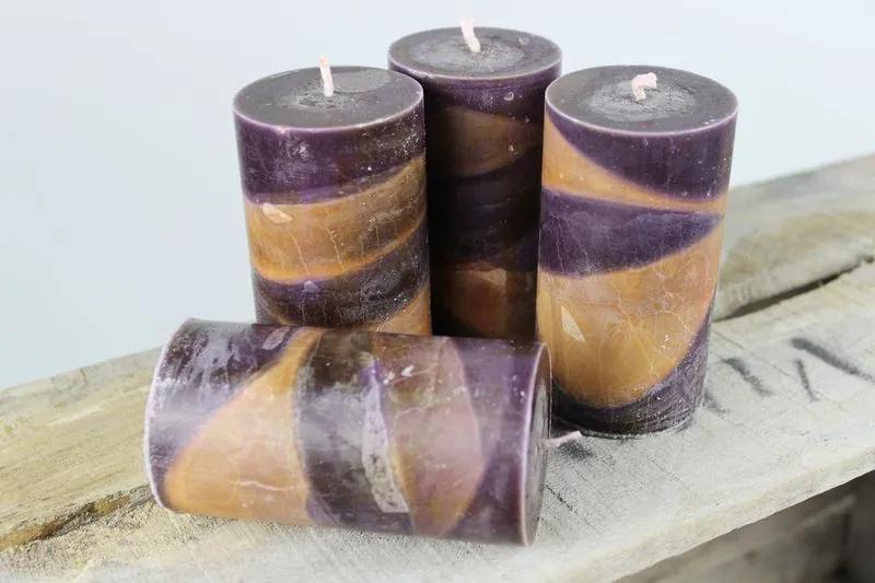 Farebné sviečky v mramorovom dizajne 10cm 4ks