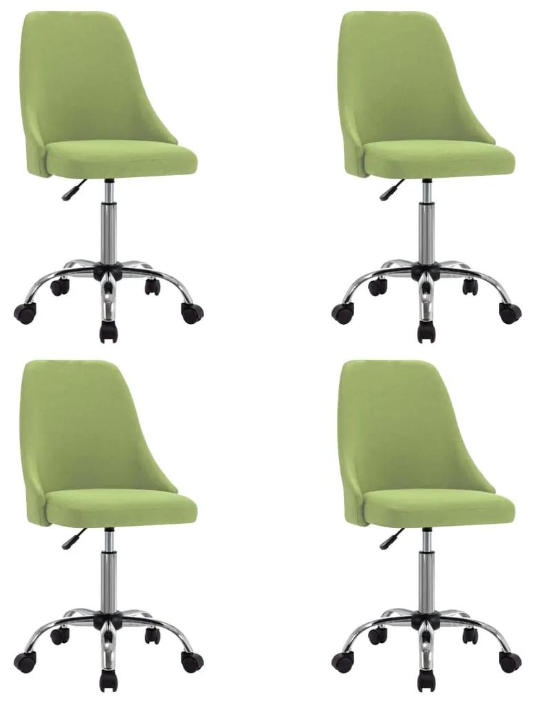 vidaXL Jedálenské stoličky 4, zelené, látka