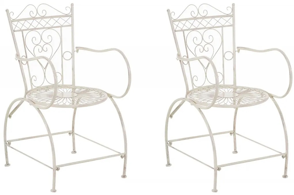 Kovová stolička Sheela s područkami (SET 2 ks) - Krémová antik