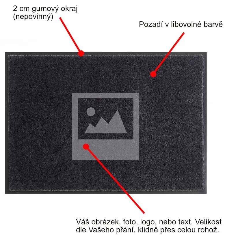 GDmats koberce Rohožka s vlastnou potlačou (logom) na mieru MK415 Velour – na von aj na doma - 60x85 cm