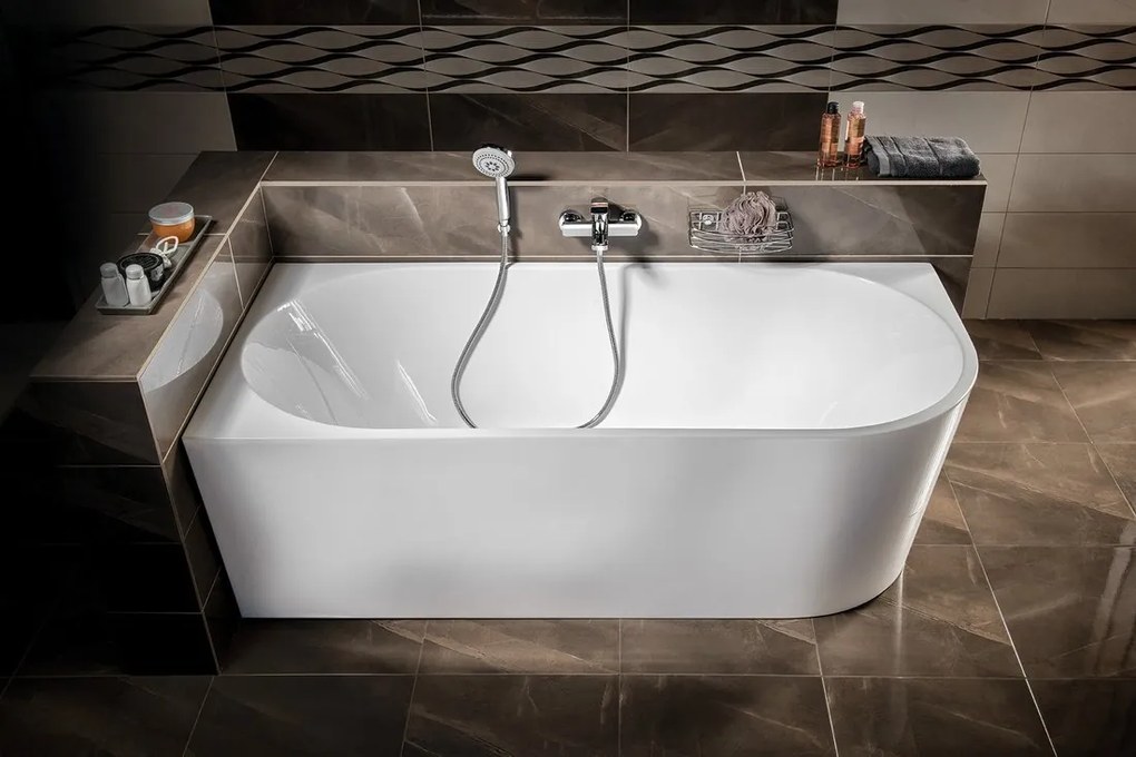 Aqualine Aqualine, TIBERA L rohová stojaca vaňa 170x80cm, biela, E1026