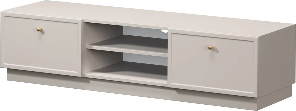 TV stolík Lorini 150 cm na sokli – kašmírová / zlaté úchytky G