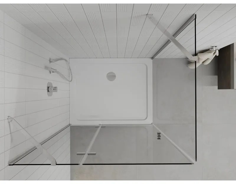 Mexen Roma, sprchovací kút 70 (dvere) x 80 (stena) cm, 6mm číre sklo, chrómový profil + slim sprchová vanička 5cm, 854-070-080-01-00-4010