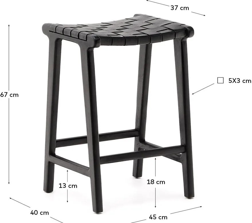 Čierna barová stolička z mahagónového dreva Calixta – Kave Home