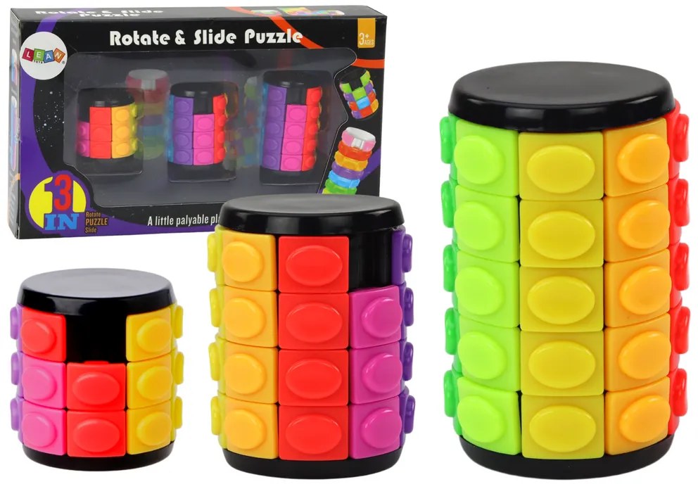 LEAN TOYS Cylinder Puzzle Set - 3 úrovne obtiažnosti