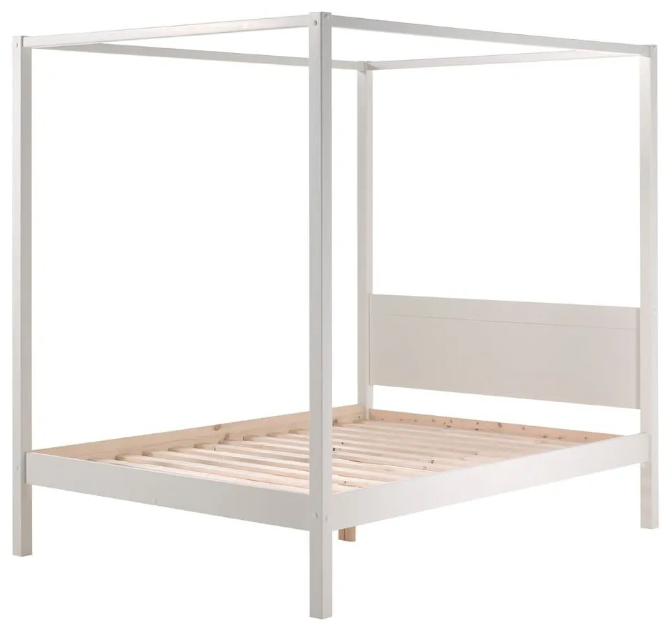Biela detská posteľ Vipack Pino Canopy, 140 × 200 cm