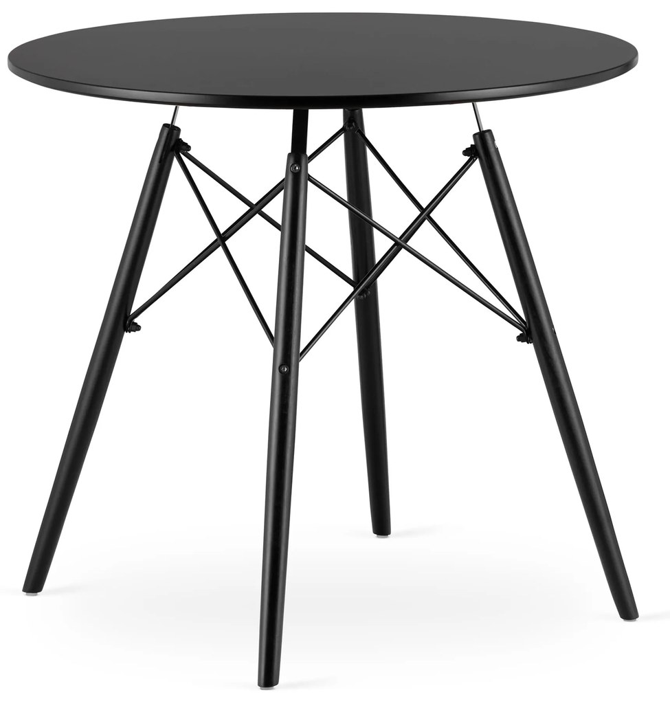 Stôl okrúhly TODI 80cm - čierny/čierne nohy