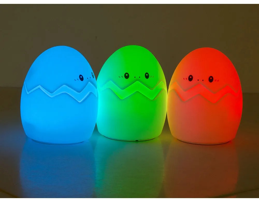 Silikónová LED detská nočná lampička EGG 12,5 cm biela