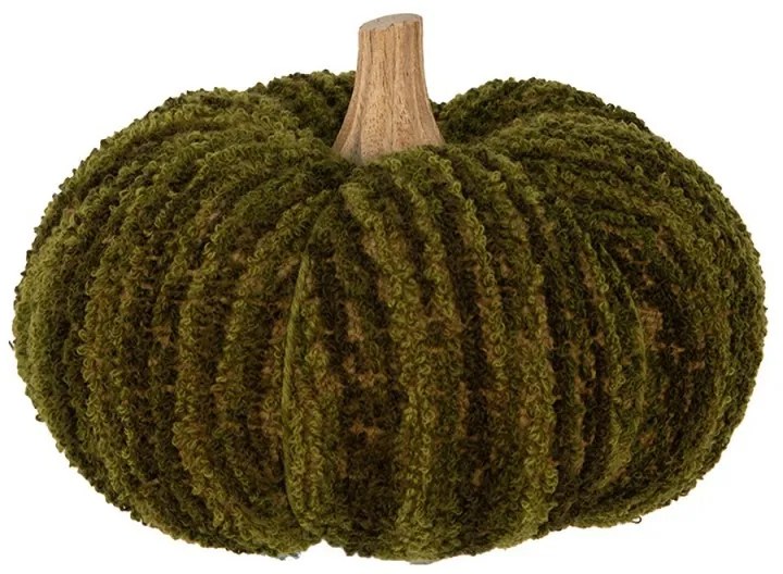 Tmavozelená látková dekorácia tekvice Pumpkin L - Ø 15*12 cm