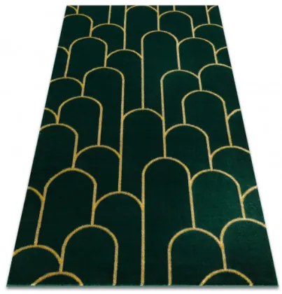Koberec EMERALD exkluzívny 1021 glamour, styl art deco fľaškovo zelený / zlatý