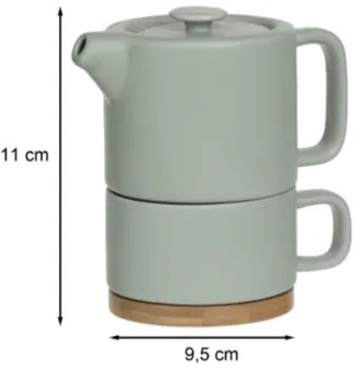 Čajník so šálkou Natural 400 ml mäta