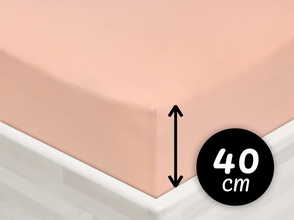 Jersey napínacie prestieradlo na extra vysoký matrac JR-005 Svetlo broskyňové 200 x 200 - výška 40 cm