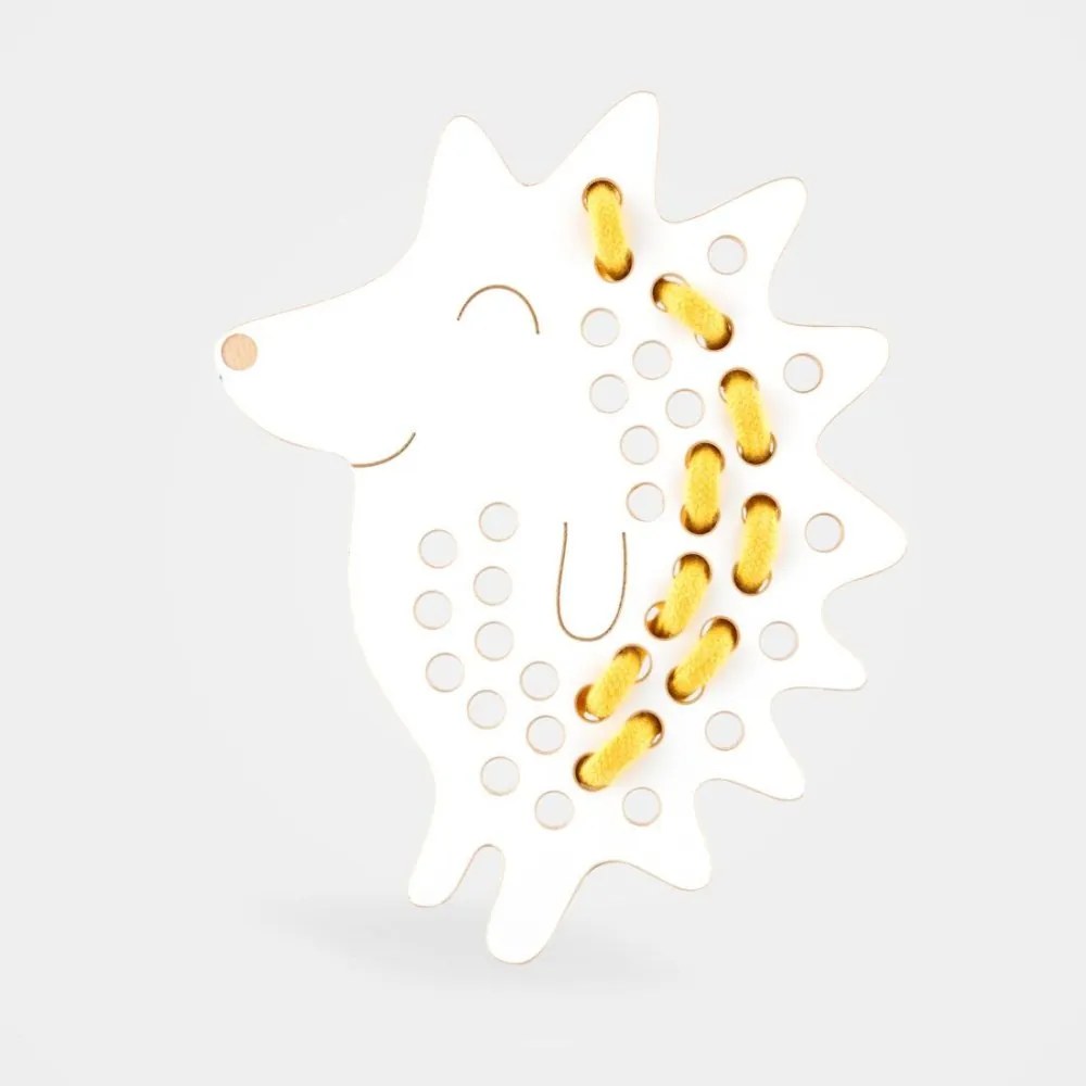 Montessori drevená prepletacia hračka - ježko