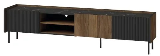 Veľký TV stolík Presto P8, orech warmia/san sebastian/čierny mat