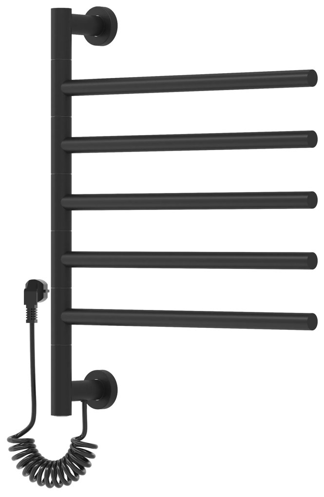 Gamma Awry, elektrický kúpeľňový radiátor s otočnými ramenami 516x622 mm, 75W, čierna, GMA-AWRY-622516-BK