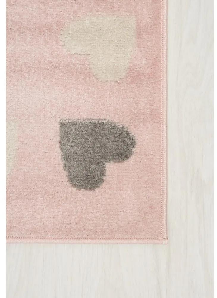 Detský kusový koberec Králiček v klobúku ružový 140x200cm