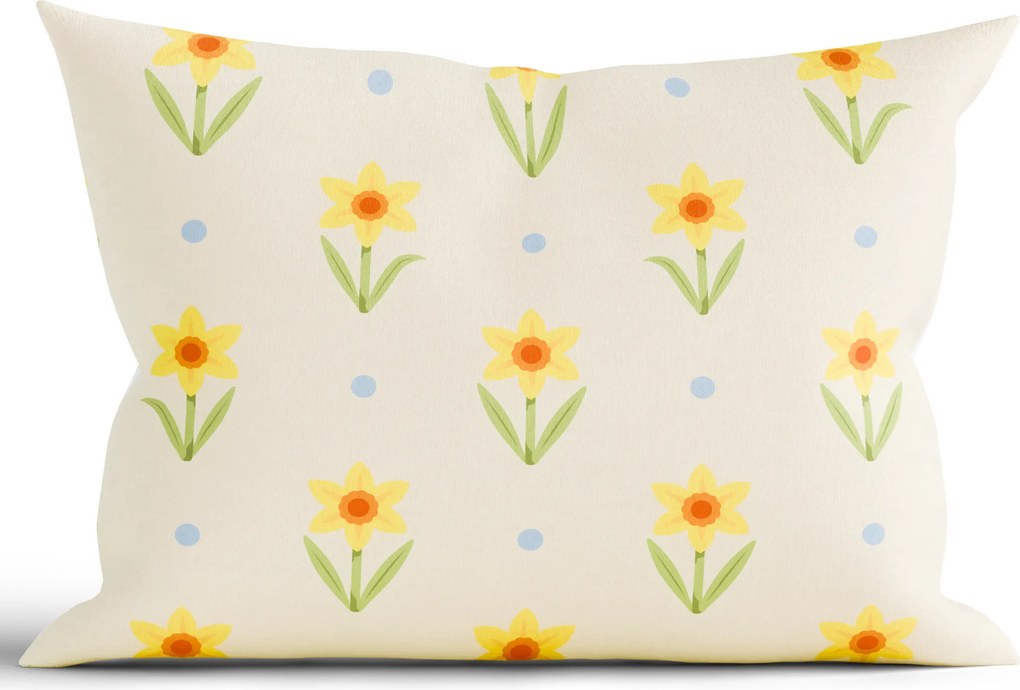 Bavlnená obliečka na vankúš Renforcé 40 × 60 cm - Narcis bieložlté
