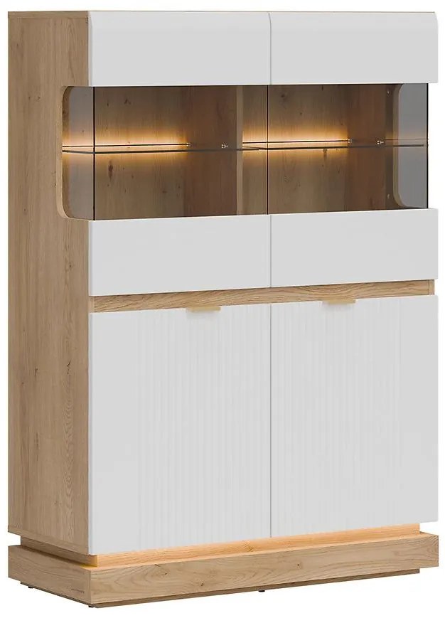 Vitrína Nízka Milton Ml04 Dub Crem Torro Biela