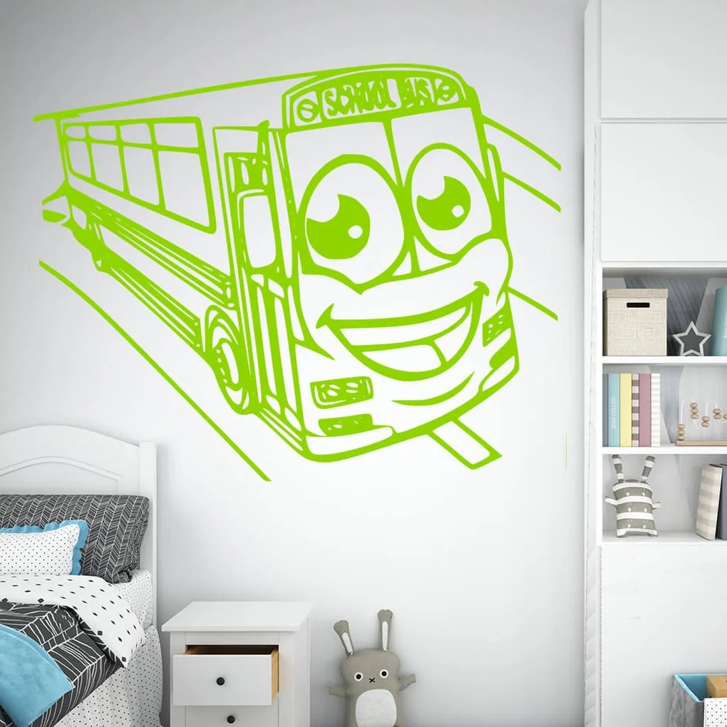Veselá Stena Samolepka School bus Farba: oranžová, Veľkosť: 40 x 32 cm