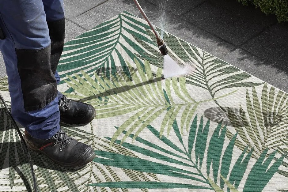 Hanse Home, Kusový koberec Beach 103843 Green / Cream – na von aj na doma, 160x230, zelená, chodba / predsieň