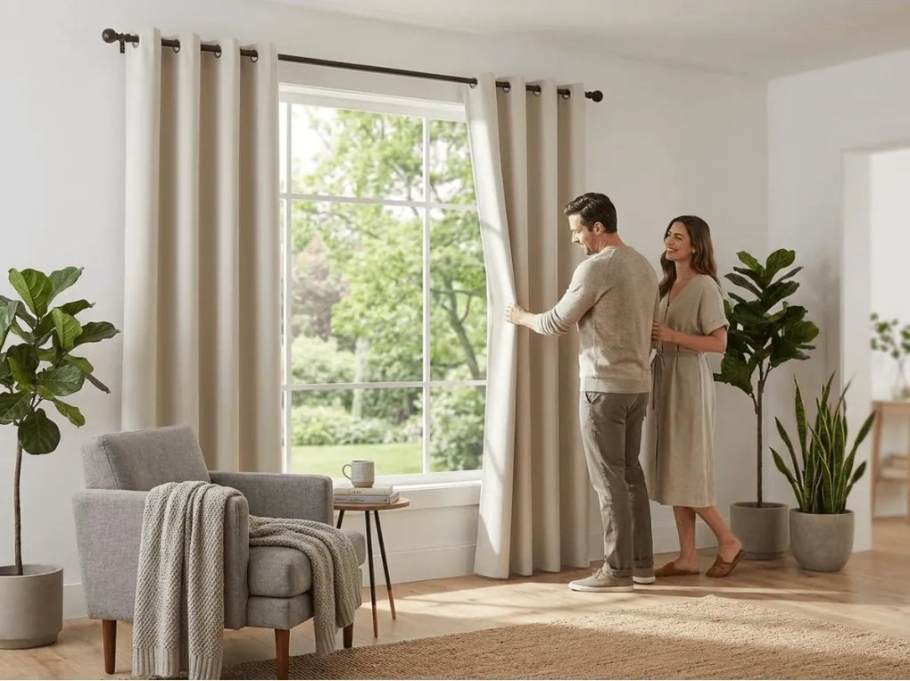 Bielo-krémový záves OXFORD 140x250 cm Zavesenie: Kovové krúžky