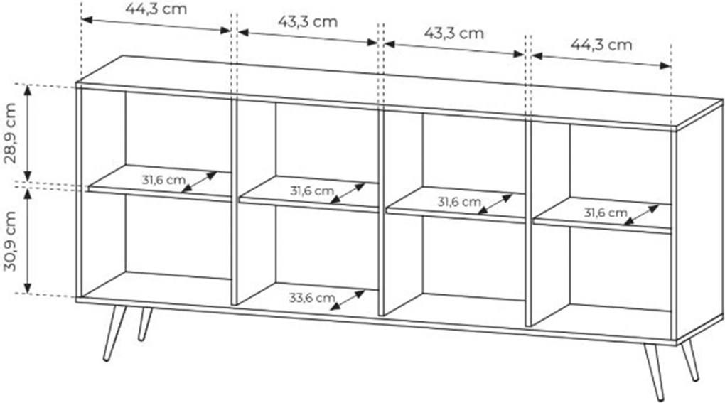 Komoda Flaro 183 cm s osvetlením - dub dunin