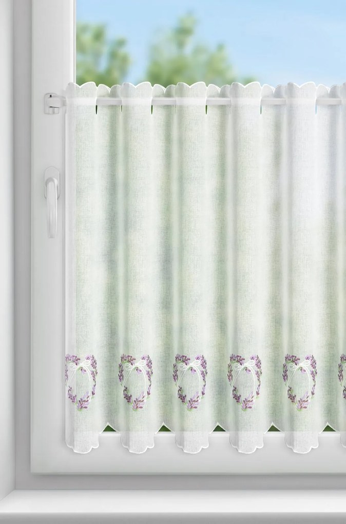 KRÁTKA ZÁCLONA NA PÚTKACH LAVENDER 145X70 CM KVETY