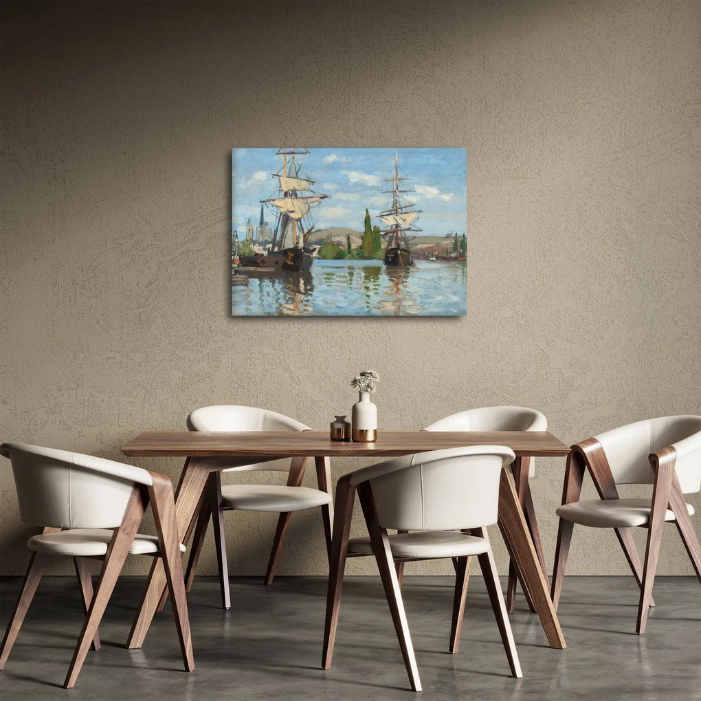 Obraz - Claude Monet, Ships Riding on the Seine at Rouen, reprodukcia (70x50 cm)