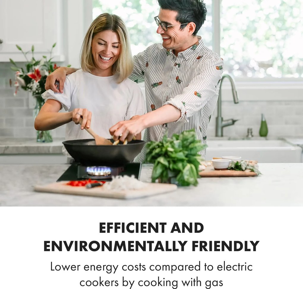 Klarstein Goldflame Domino, plynová varná doska, 2 mosadzné horáky, sklokeramika