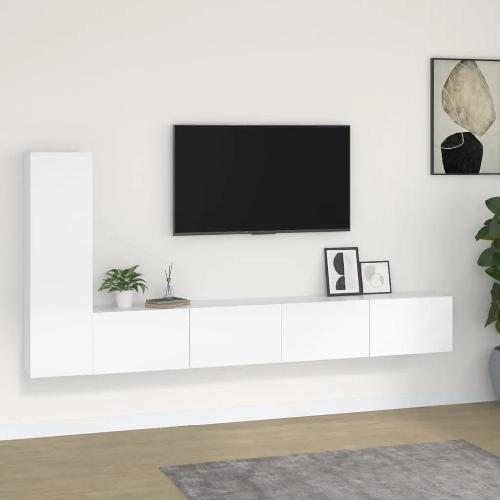 3-dielna súprava TV skriniek biela spracované drevo 3114318